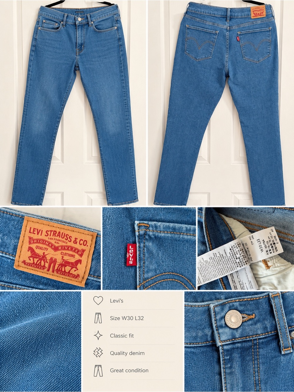Levi's Men's Slim Straight Jeans in Medium Blue Denim
